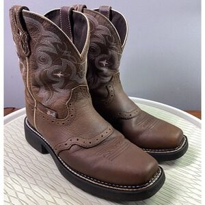 Justin‎ Gypsy Women's Leather Western Cowgirl Cowboy Boots Brown&Pink Sz. 7B